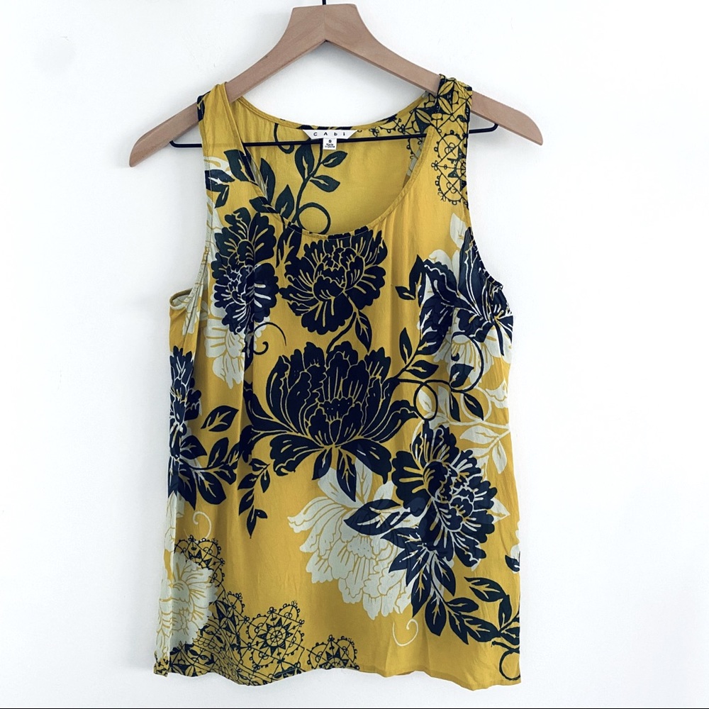 CAbi Sleeveless Yellow Floral Blouse